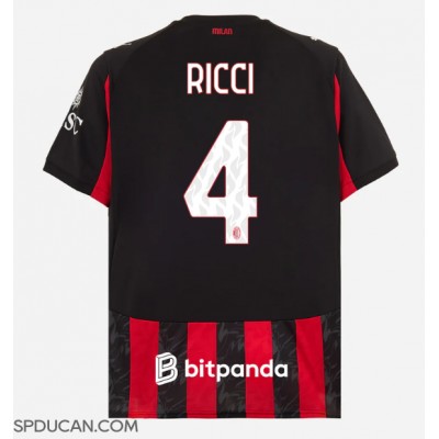 Muški Nogometni Dres AC Milan Samuele Ricci #4 Domaci 2025-26 Kratak Rukav Muški Nogometni Dres AC Milan Samuele Ricci #4 Domaci 2025-26 Kratak Rukav